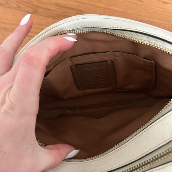 Coach Puffy Linear Quilting Jes Ivory Off White Chalk Leather Crossbody Bag - Picture 8 of 12